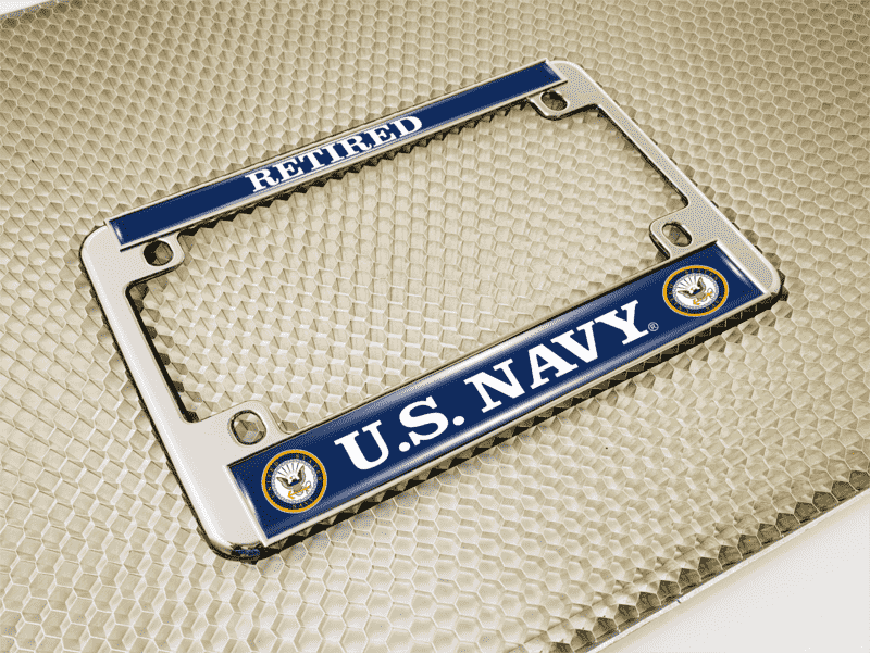 U.S. Navy Retired - Motorcycle Metal License Plate Frame